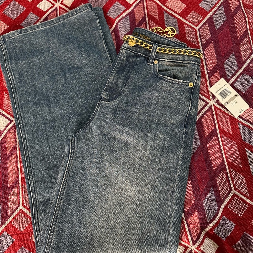 Michael Kors High Rise Jeans - Dark Blue with Gold Accents